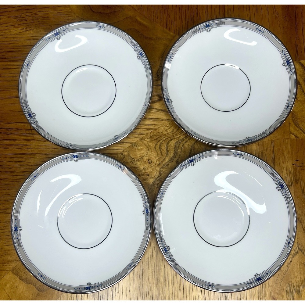 4 Amherst Platinum Trim by Wedgwood Saucers Only Lot 5.75" No Cups New NWOB‎